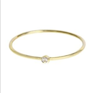 Jennifer Meyer Thin Diamond Yellow Gold Stacking Ring